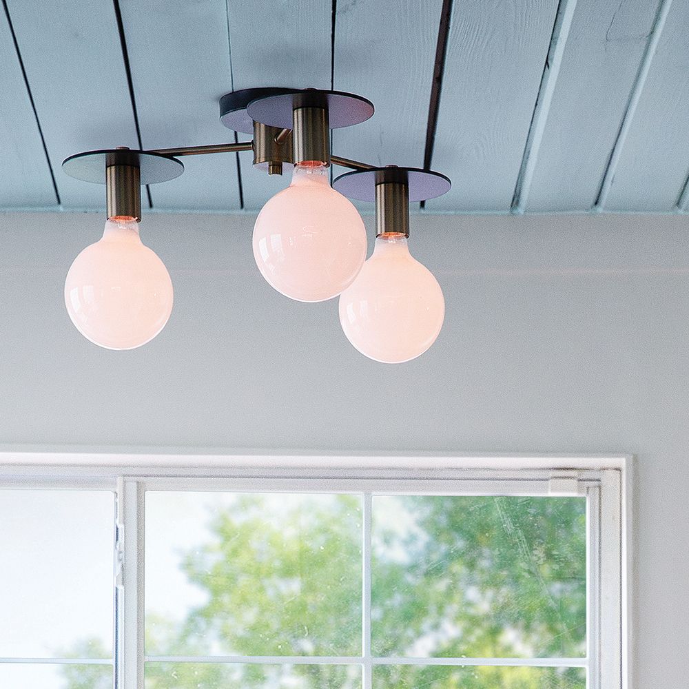 Lark Bobbie Medium Three Light Semi Flush Mount 20" Lacquered Brass