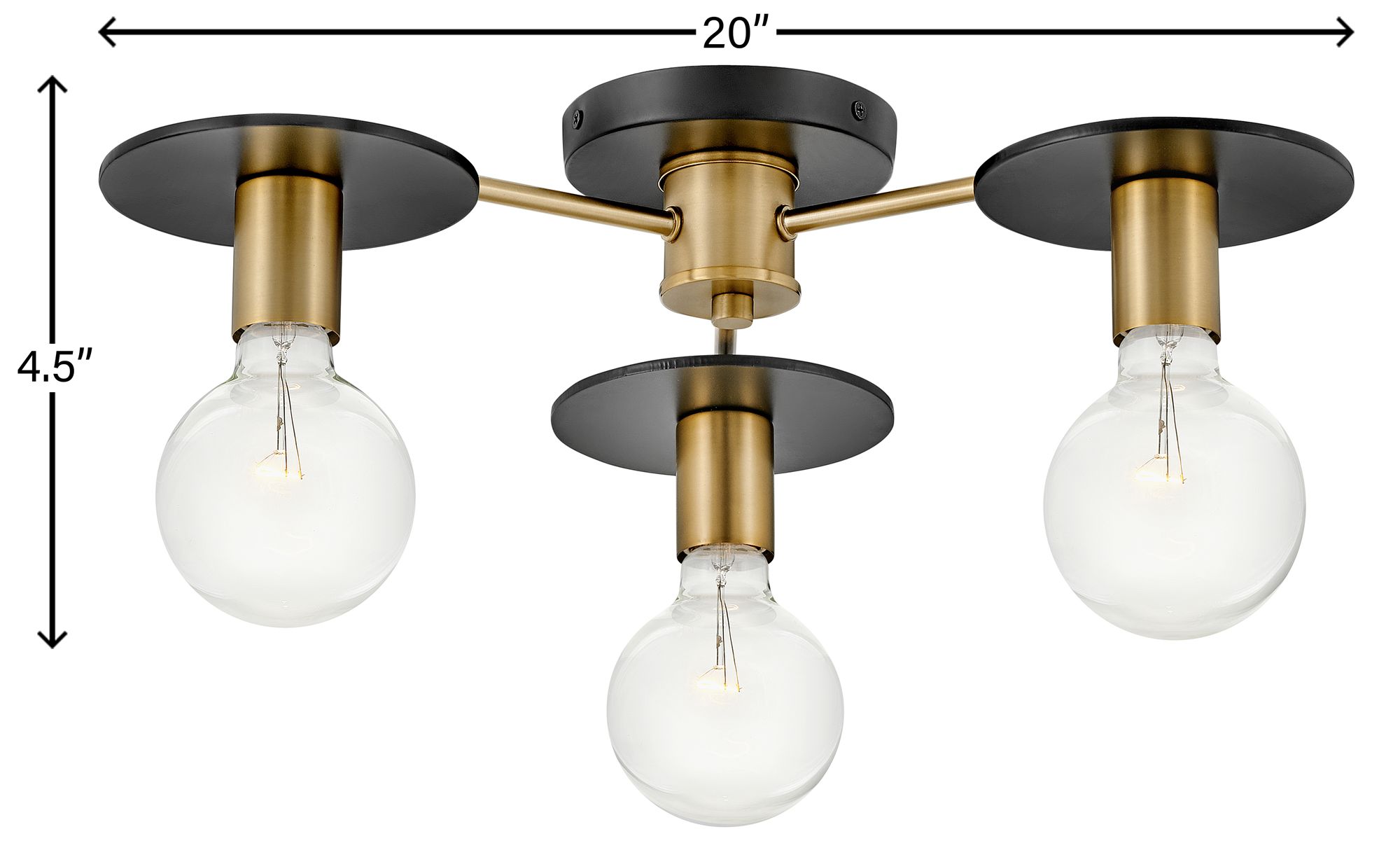 Lark Bobbie Medium Three Light Semi Flush Mount 20" Lacquered Brass