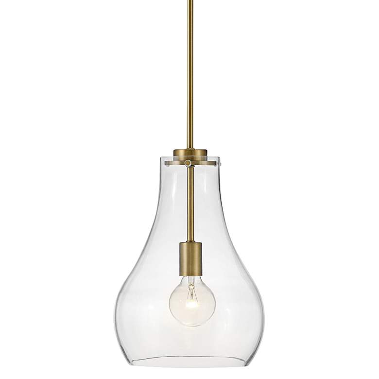 Image 1 Lark Frankie 10"W Lacquered Brass Clear Glass Mini Pendant