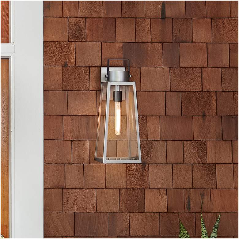 Image 1 Lark-Hugh Outdoor-Large Wall Mount Lantern-Antique Brushed Aluminum-Black