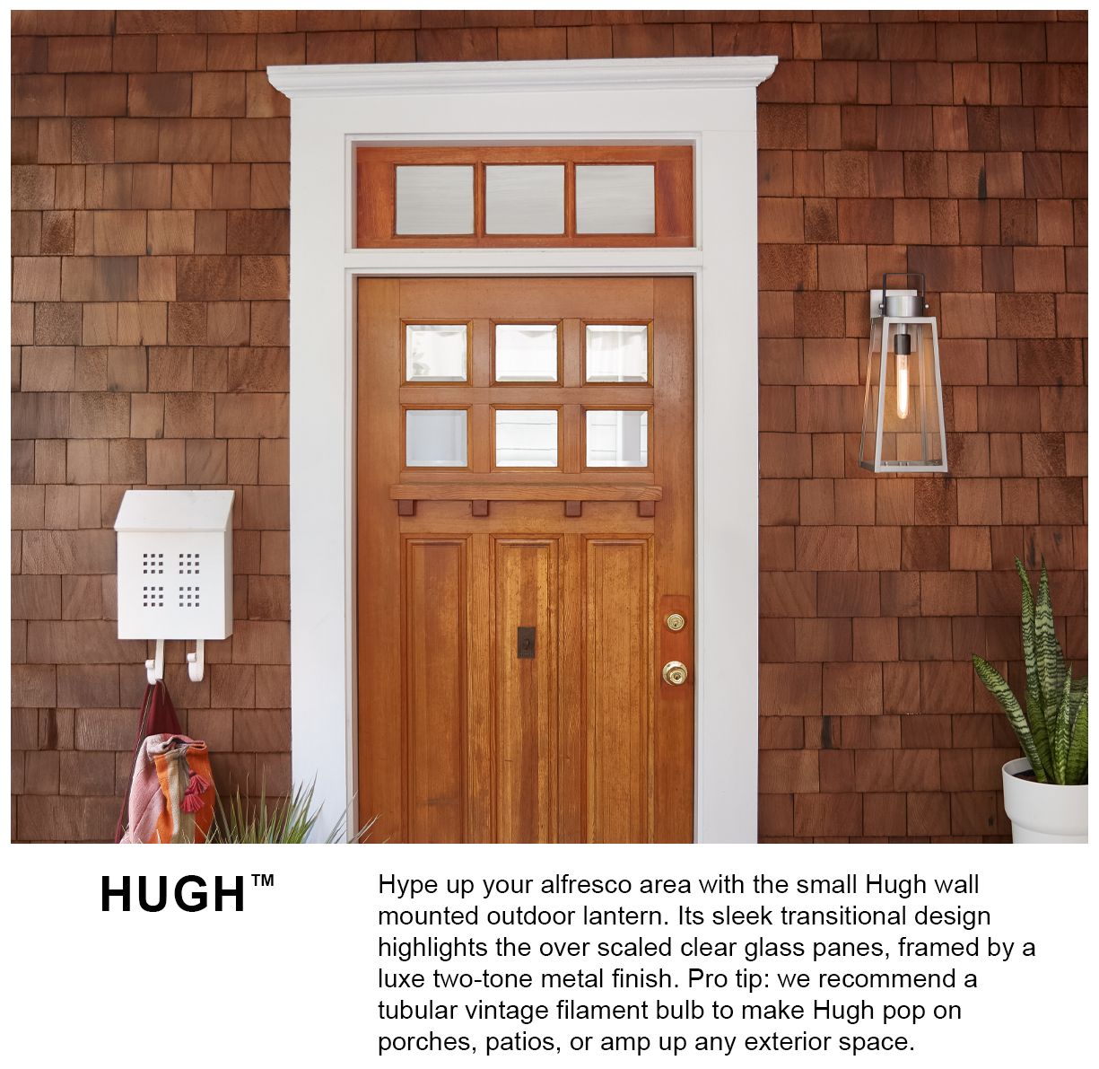 Lark Hugh Outdoor Medium Wall Mount Lantern 19" Antique Brushed Aluminum