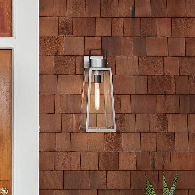 Image 1 Lark-Hugh Outdoor-Small Wall Mount Lantern-Antique Brushed Aluminum-Black