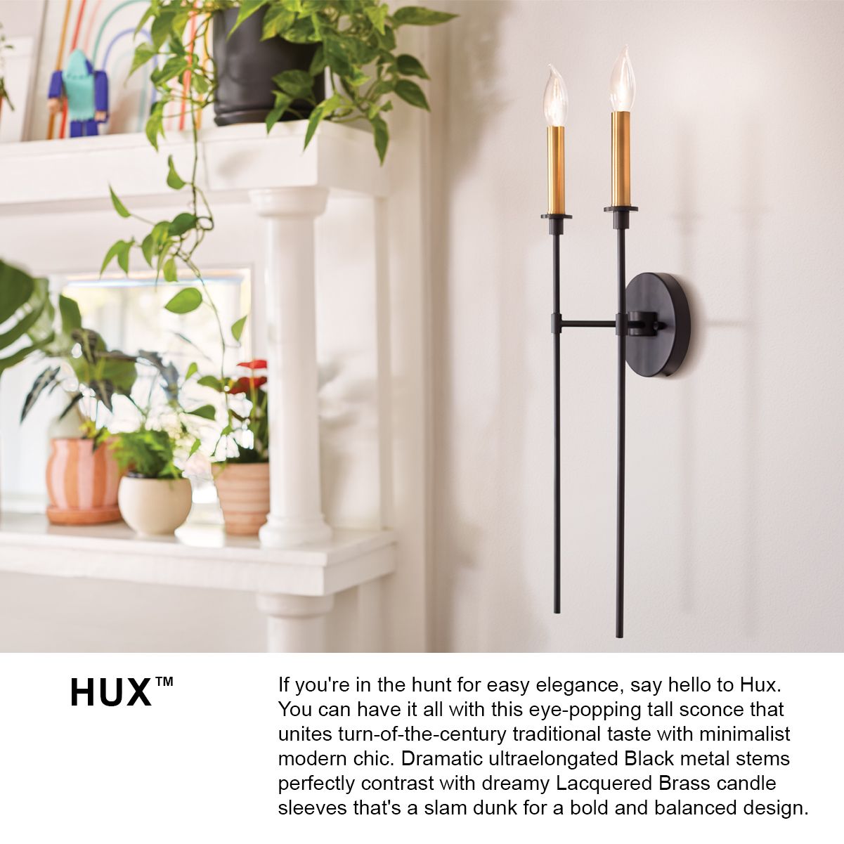 Lark Hux 24" High Black 2-Light Wall Sconce