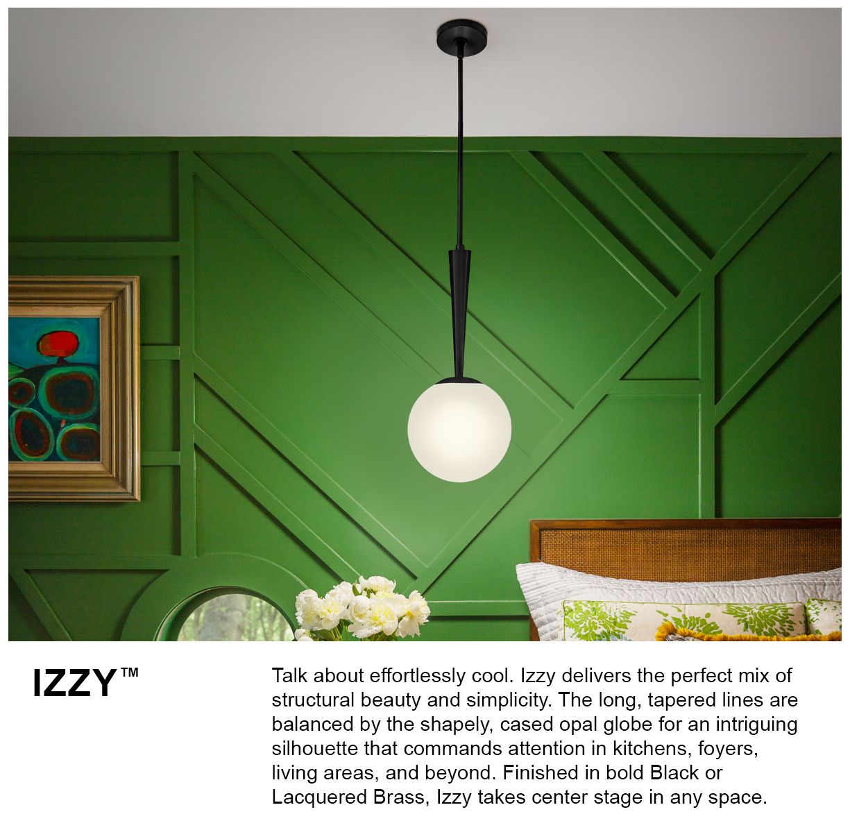 Lark Izzy Interior Small Pendant 9.75" Lacquered Brass