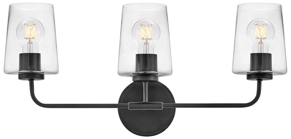 Lark Kline Bath Medium Three Light Vanity 23.75" Clear Black