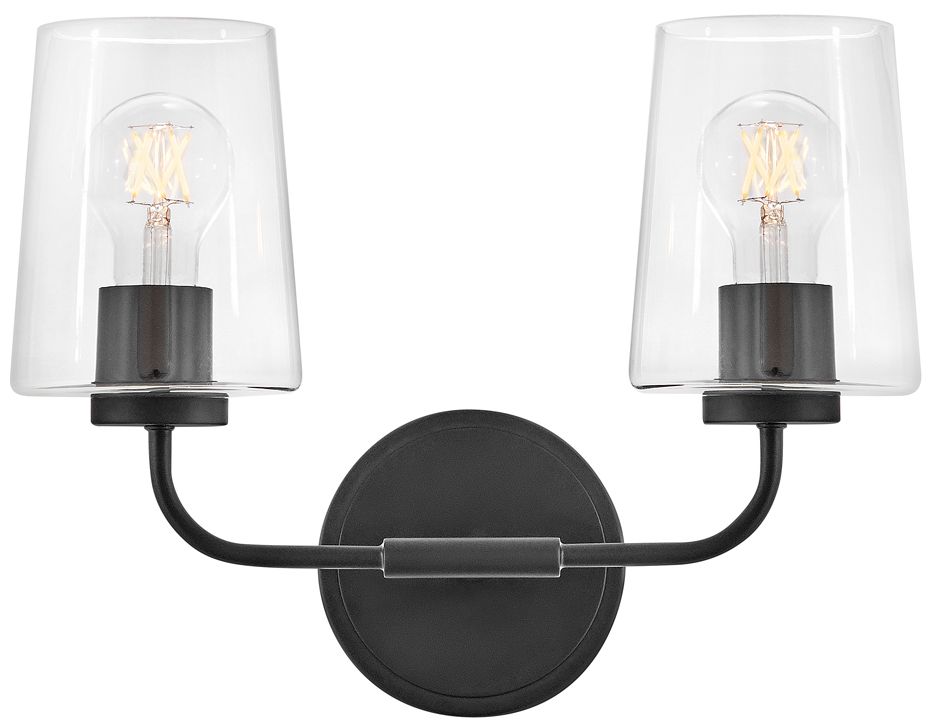 Lark Kline Bath Small Two Light Vanity 14.25" Clear Black
