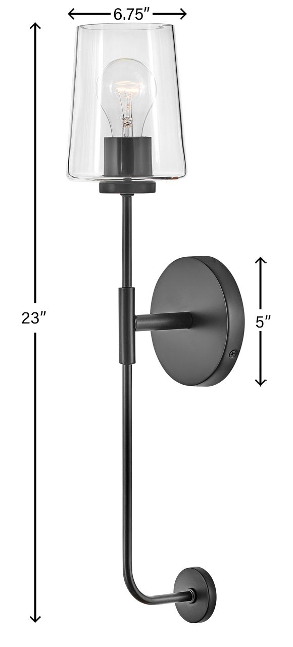 Image 7 Lark Kline Interior Large Single Light Tall Sconce 23" Black more views