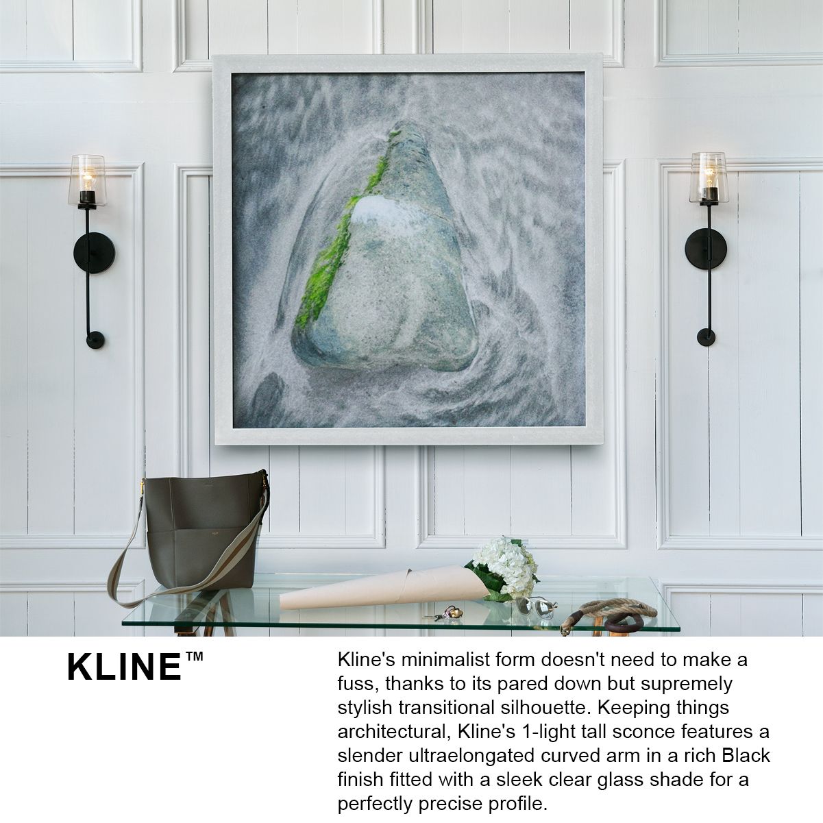 Lark Kline Interior Large Single Light Tall Sconce 23" Black