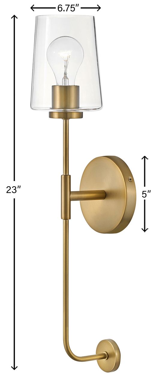 Image 6 Lark Kline Interior Large Single Light Tall Sconce 23" Lacquered Brass more views