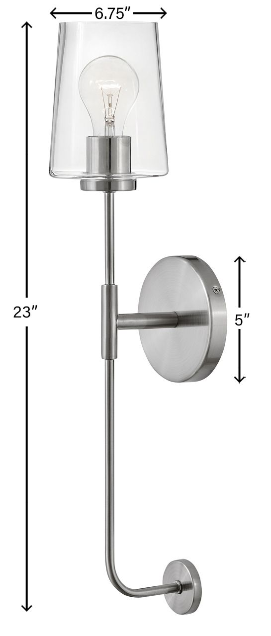 Image 6 Lark Kline Interior Large Single Light Tall Sconce 5" Brushed Nickel more views