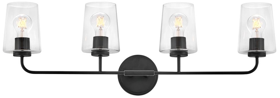 Lark Kline Large Four Light Vanity 33" Clear Black