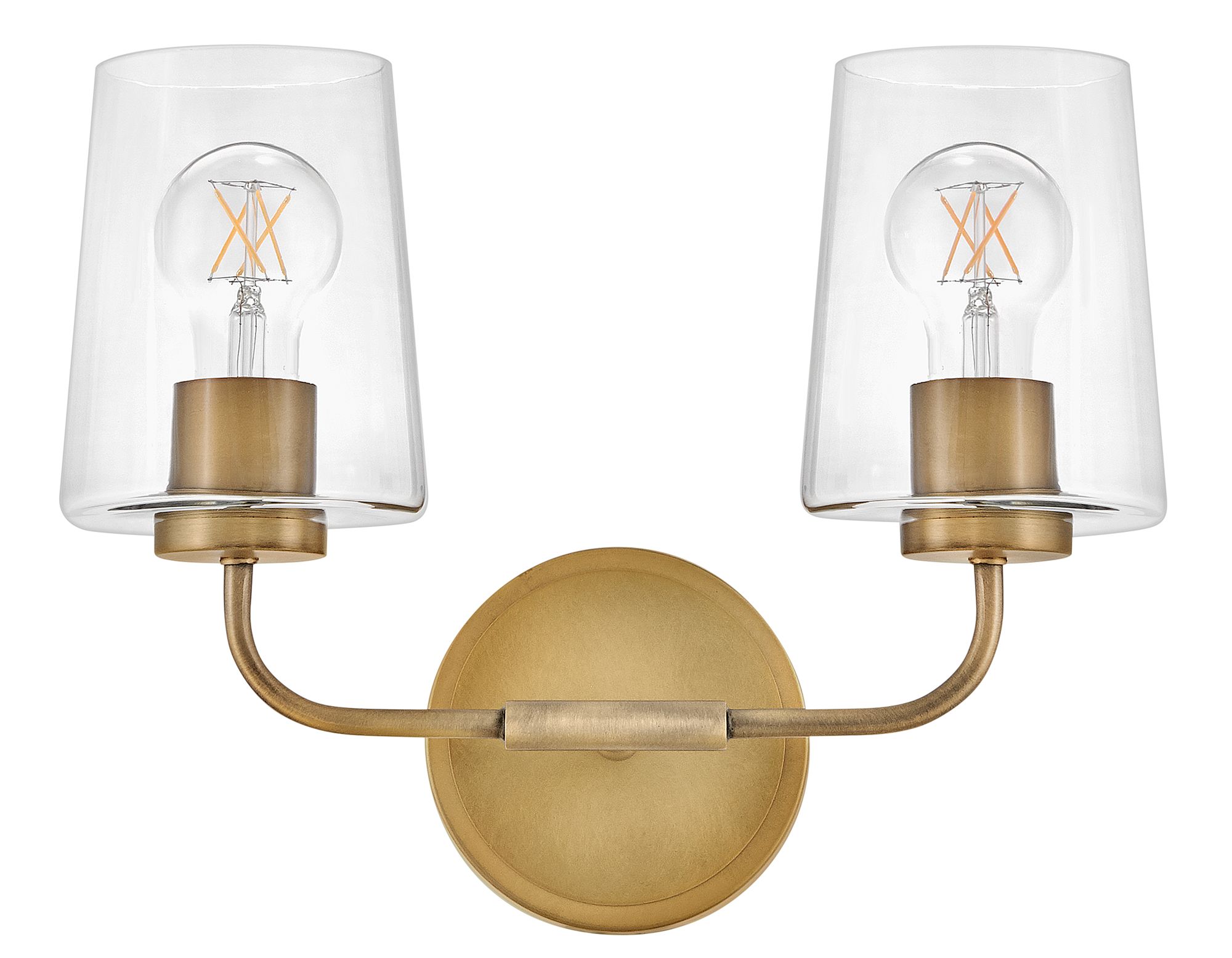 Image 2 Lark Kline Small Two Light Vanity 14.25" Clear Heritage Brass more views