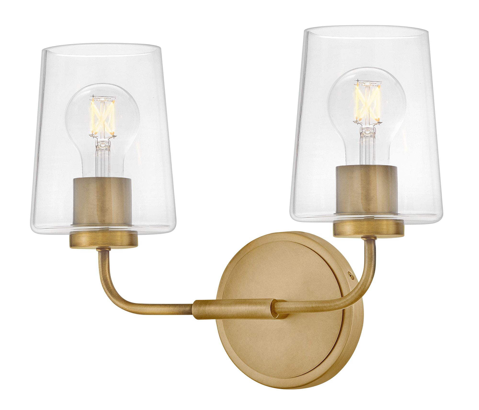 Image 3 Lark Kline Small Two Light Vanity 14.25" Clear Heritage Brass more views