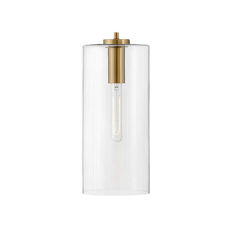 Image 2 Lark Lane 7"W Lacquered Brass Cylindrical Mini Pendant Light more views
