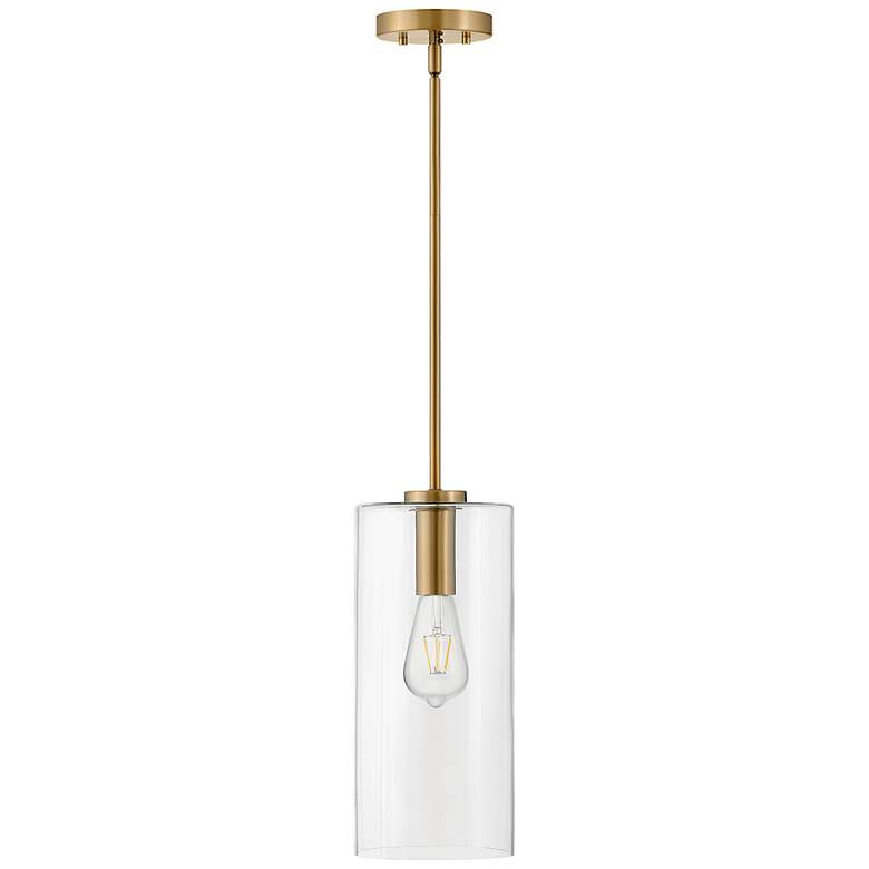 Image 3 Lark Lane 7"W Lacquered Brass Cylindrical Mini Pendant Light more views
