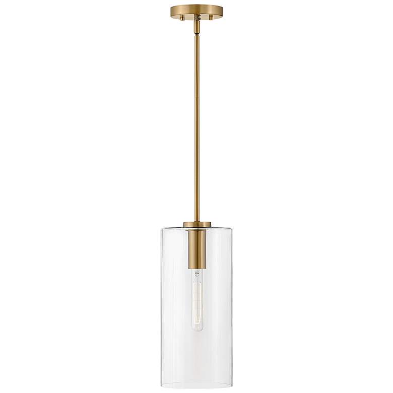 Image 4 Lark Lane 7"W Lacquered Brass Cylindrical Mini Pendant Light more views