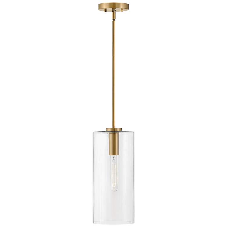 Image 4 Lark Lane 7 inchW Lacquered Brass Cylindrical Mini Pendant Light more views