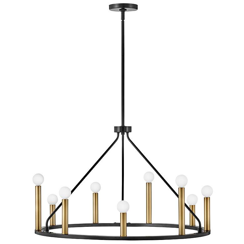 Image 1 Lark-Lazlo Chandelier-Medium Single Tier-Black-Lacquered Brass