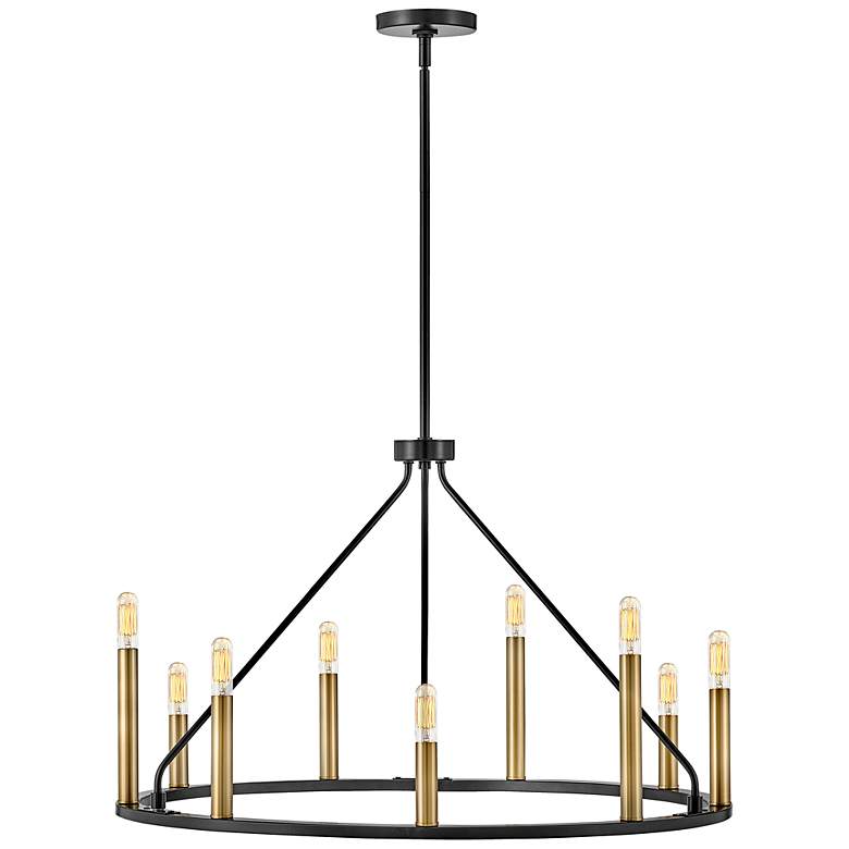Image 2 Lark-Lazlo Chandelier-Medium Single Tier-Black-Lacquered Brass more views