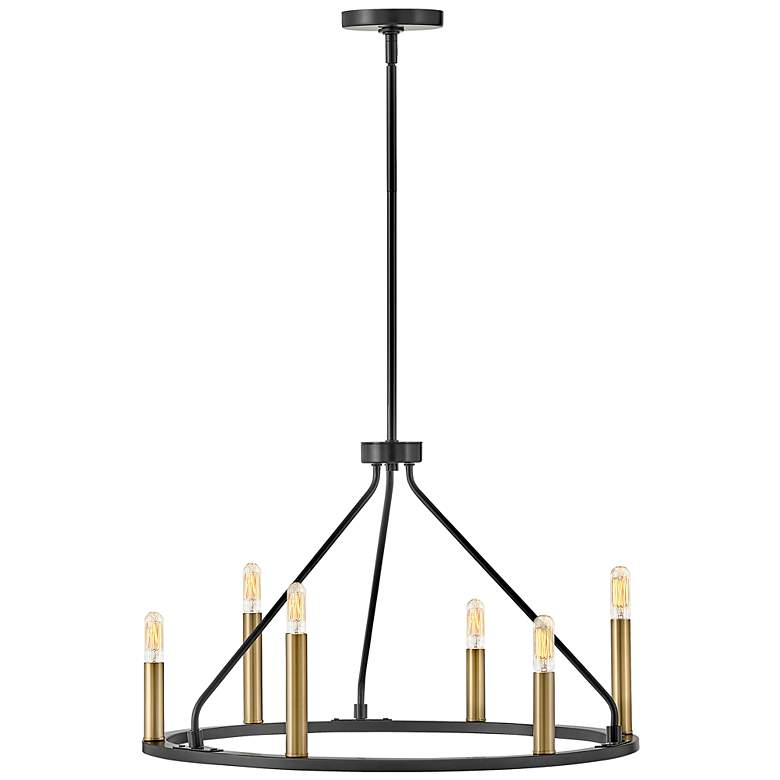 Image 2 Lark-Lazlo Chandelier-Small Single Tier-Black-Lacquered Brass more views