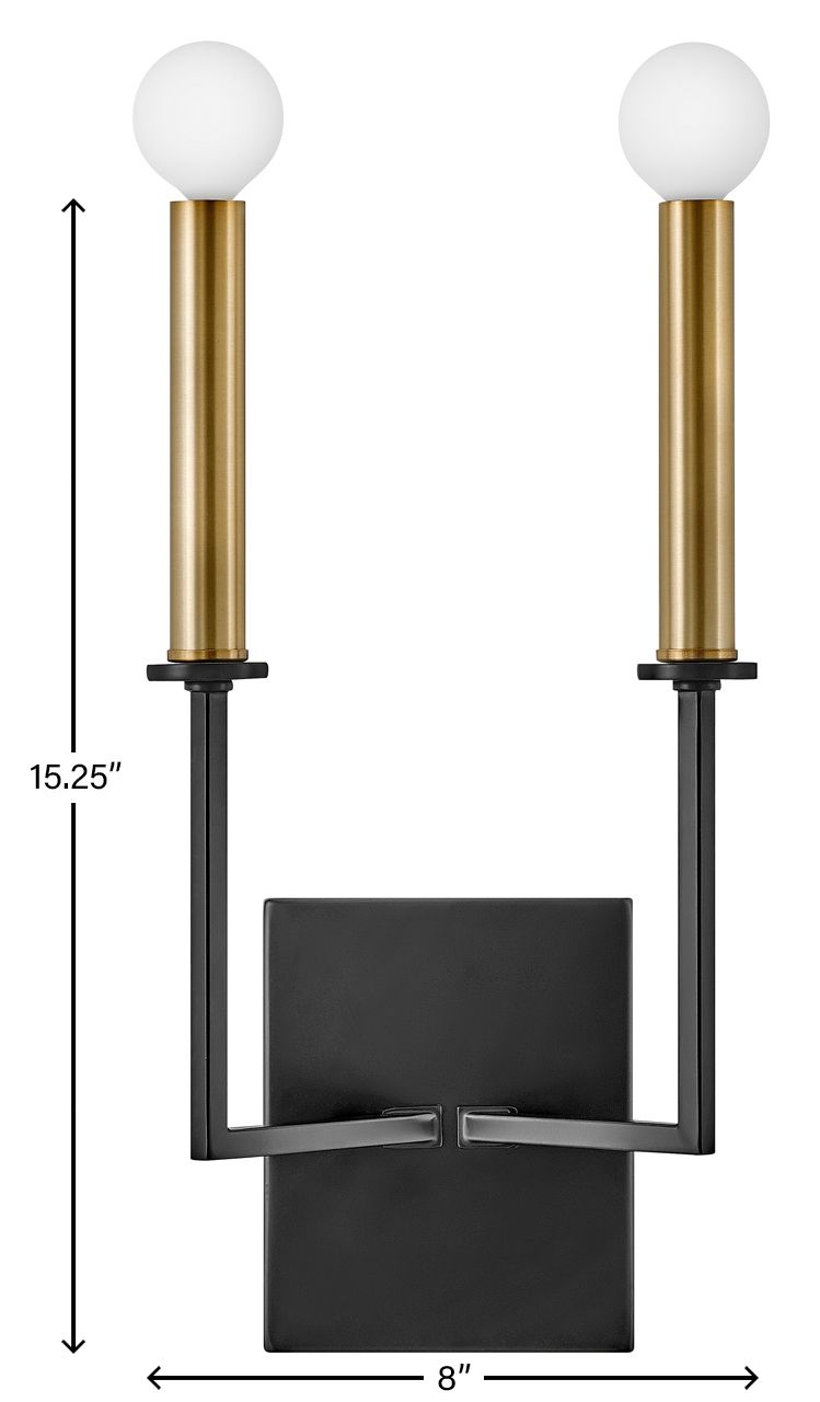 Image 6 Lark Lazlo Interior Medium Two Light Tall Sconce 15.25" Black more views