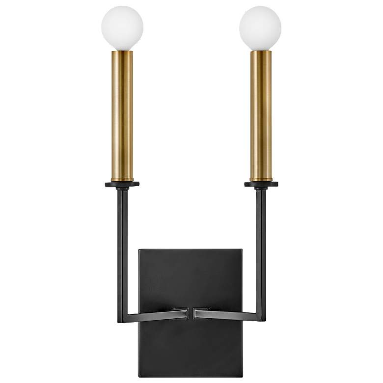 Image 1 Lark-Lazlo Sconce-Two Light Tall Sconce-Black-Lacquered Brass