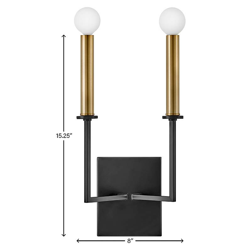 Image 6 Lark-Lazlo Sconce-Two Light Tall Sconce-Black-Lacquered Brass more views