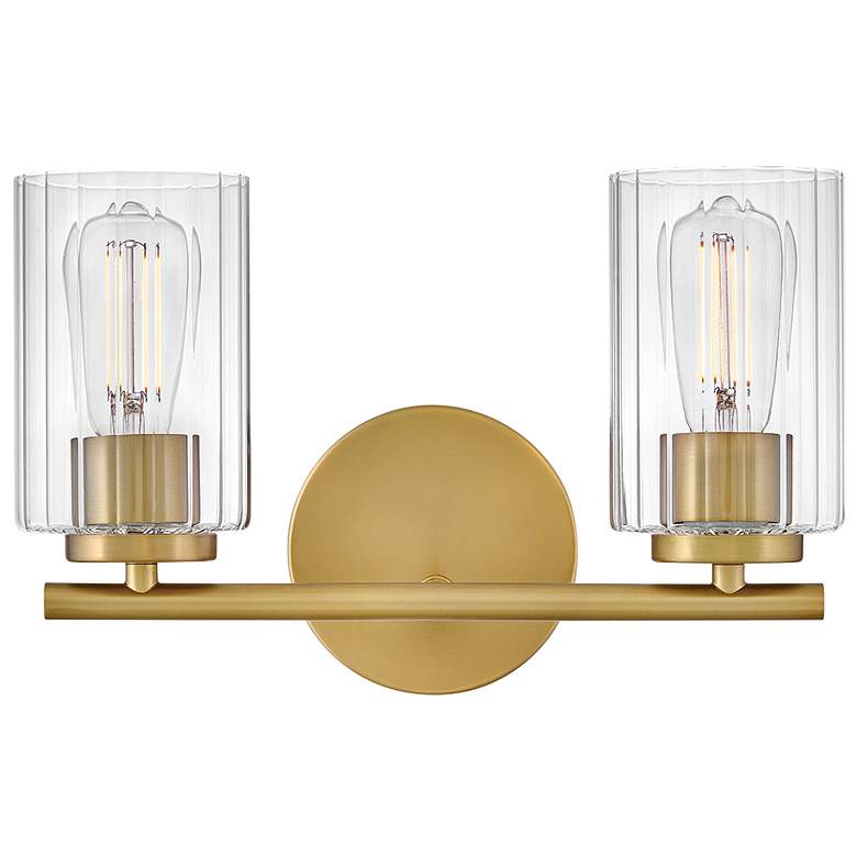 Image 1 Lark Leta Bath Small Two Light Vanity 13.75" Lacquered Brass