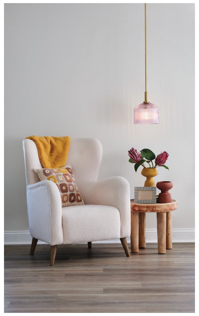 Lark Lisette Small Pendant 9" Lacquered Brass-Rose