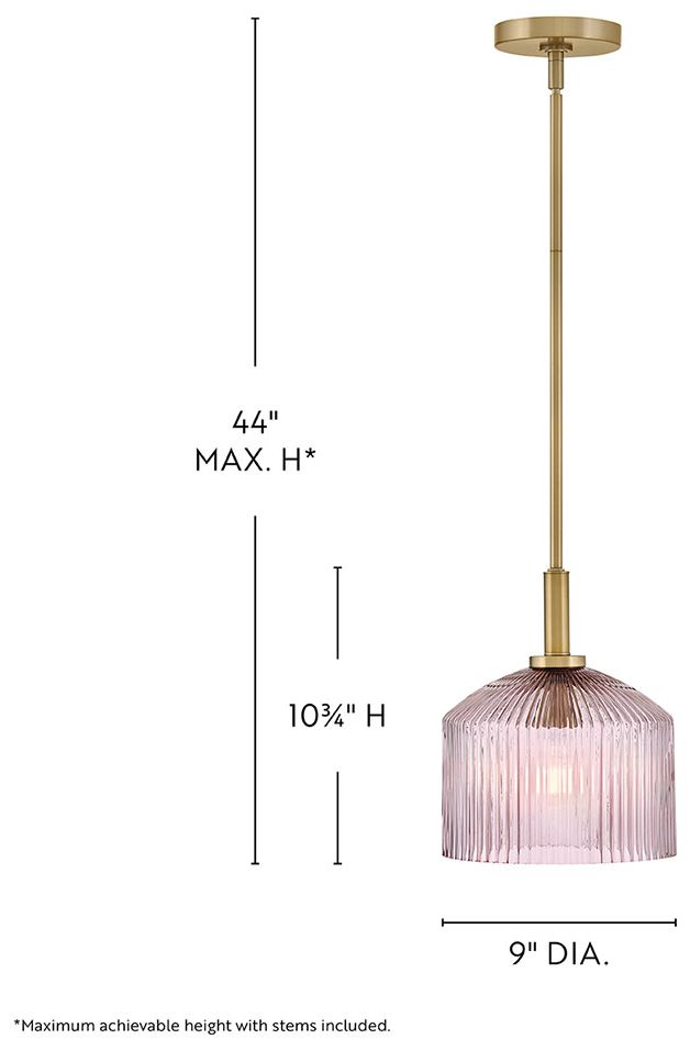 Lark Lisette Small Pendant 9" Lacquered Brass-Rose