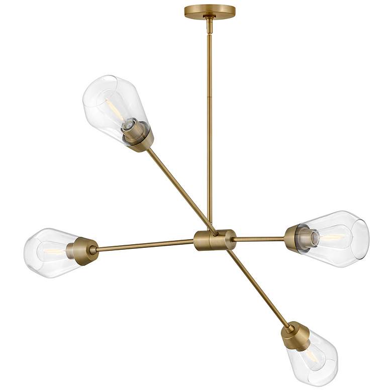 Image 1 Lark Livie Chandelier Medium Convertible Mobile Single Tier Lacquered Brass