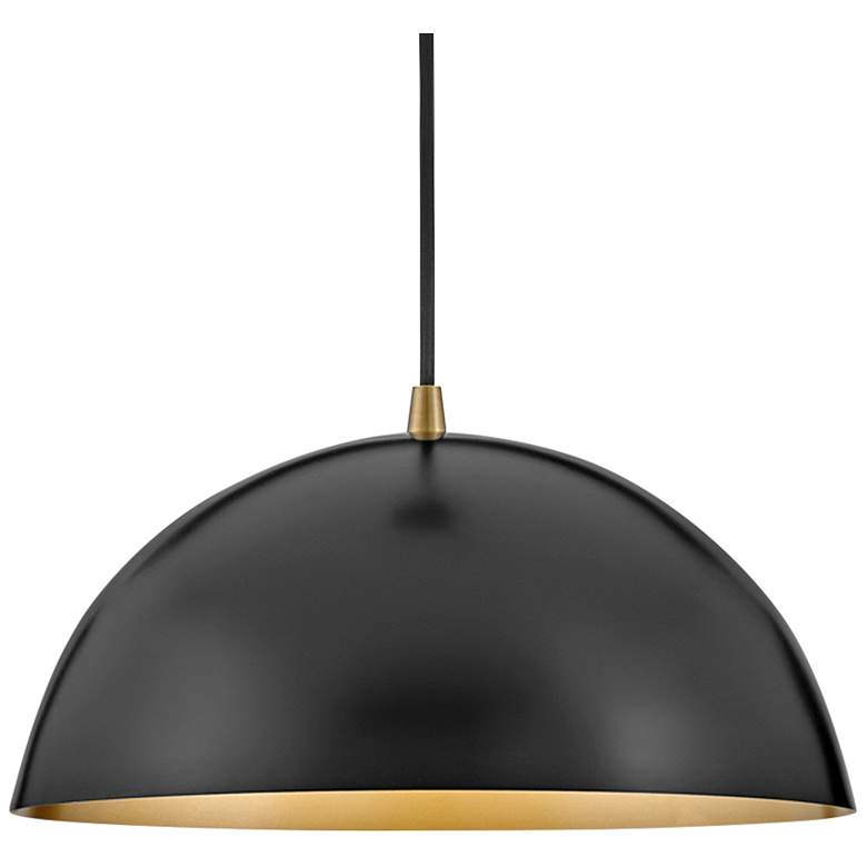Image 3 Lark Lou 14" Wide Black Steel Dome-Shaped Pendant Light more views