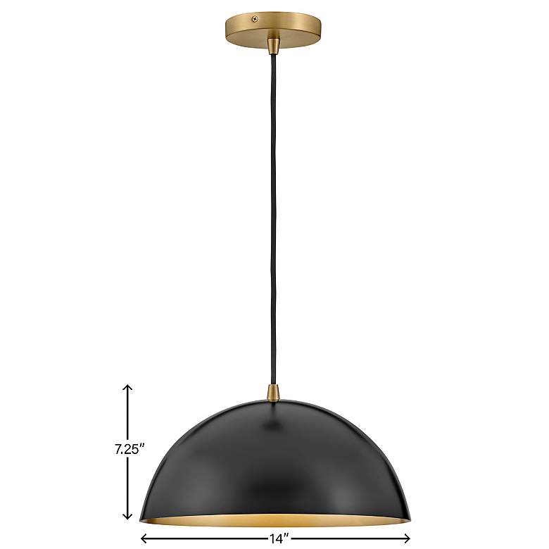 Image 6 Lark Lou 14" Wide Black Steel Dome-Shaped Pendant Light more views