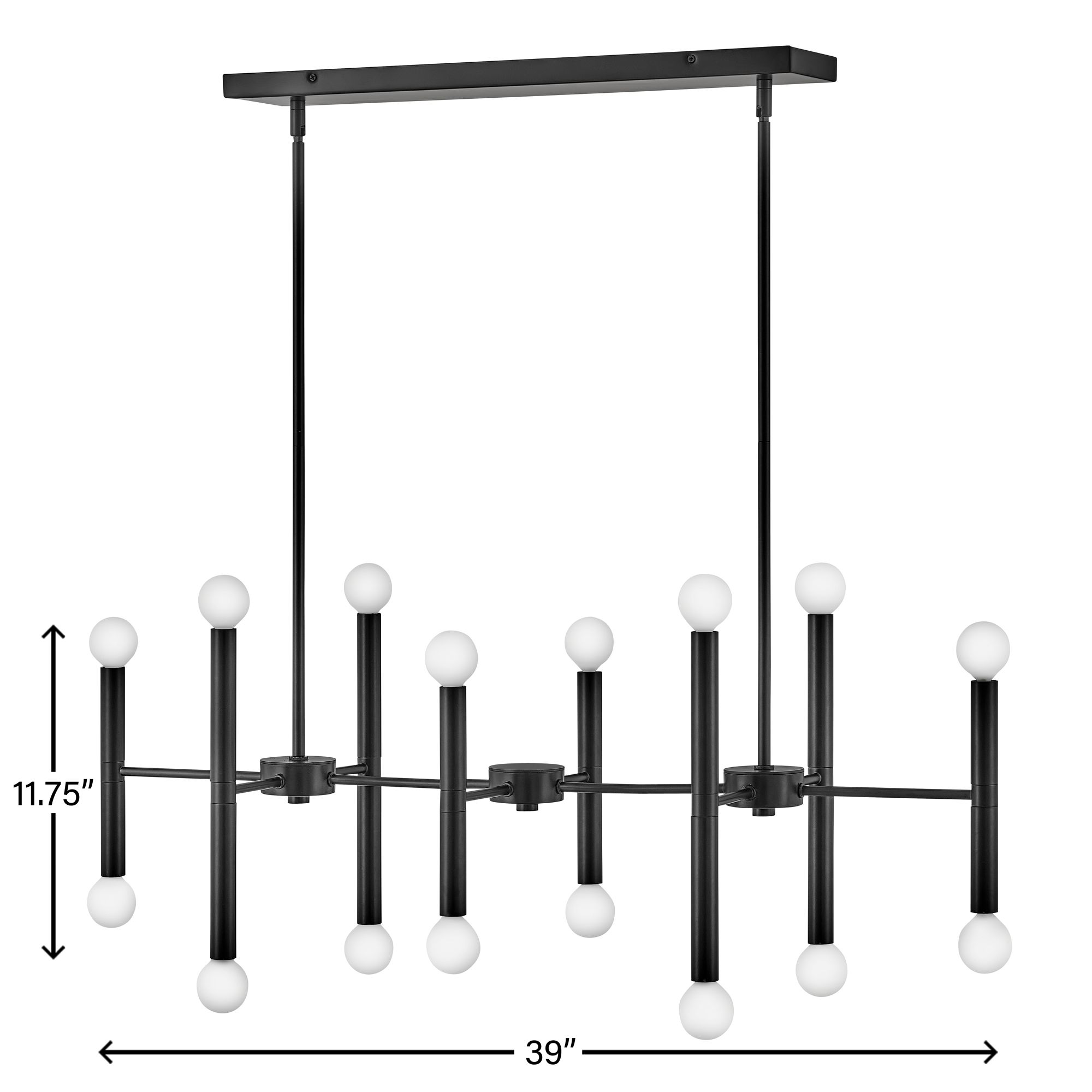 Lark Millie 39" Wide Black 16-Light Linear Pendant in scene