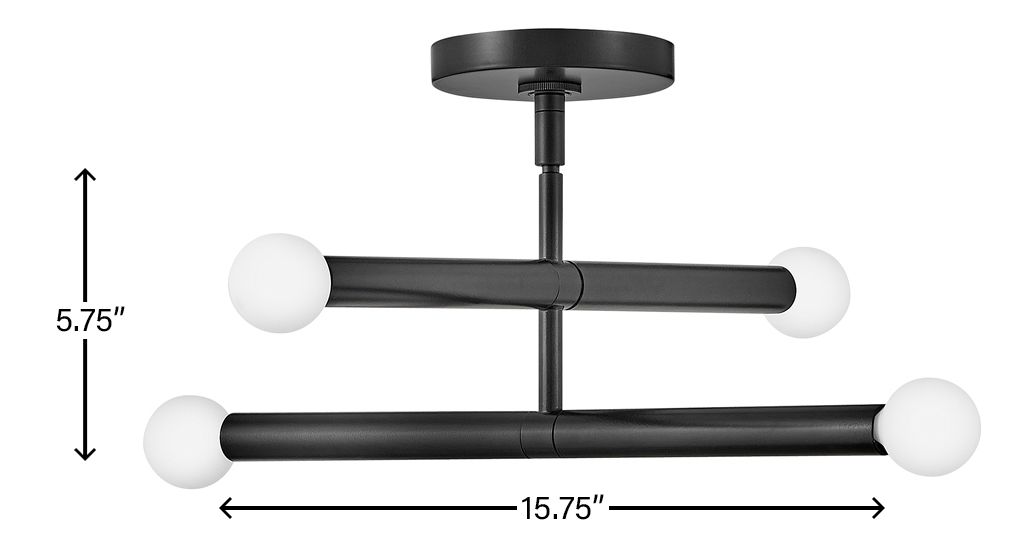 Lark Millie Interior 4 Light Convertible Pendant 15.75" Black