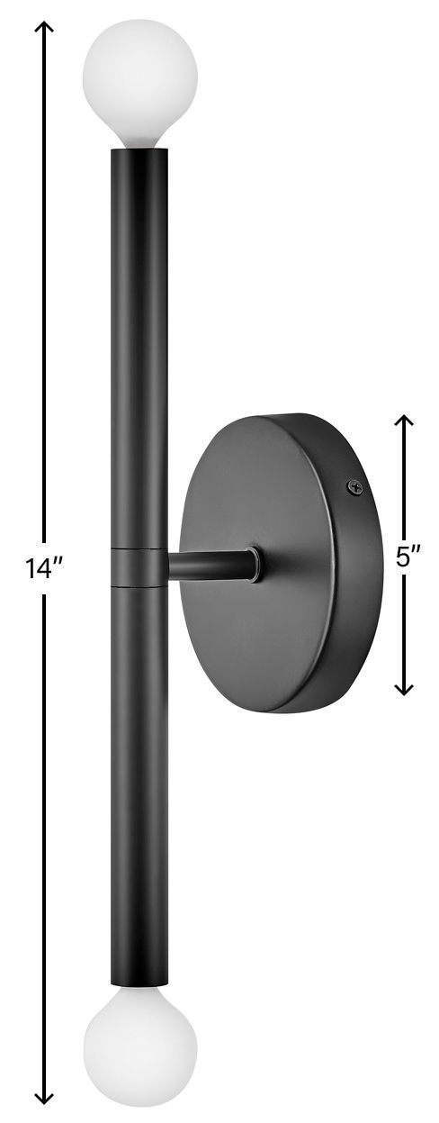 Lark Millie Interior Medium Two Light Tall Sconce 14" Black