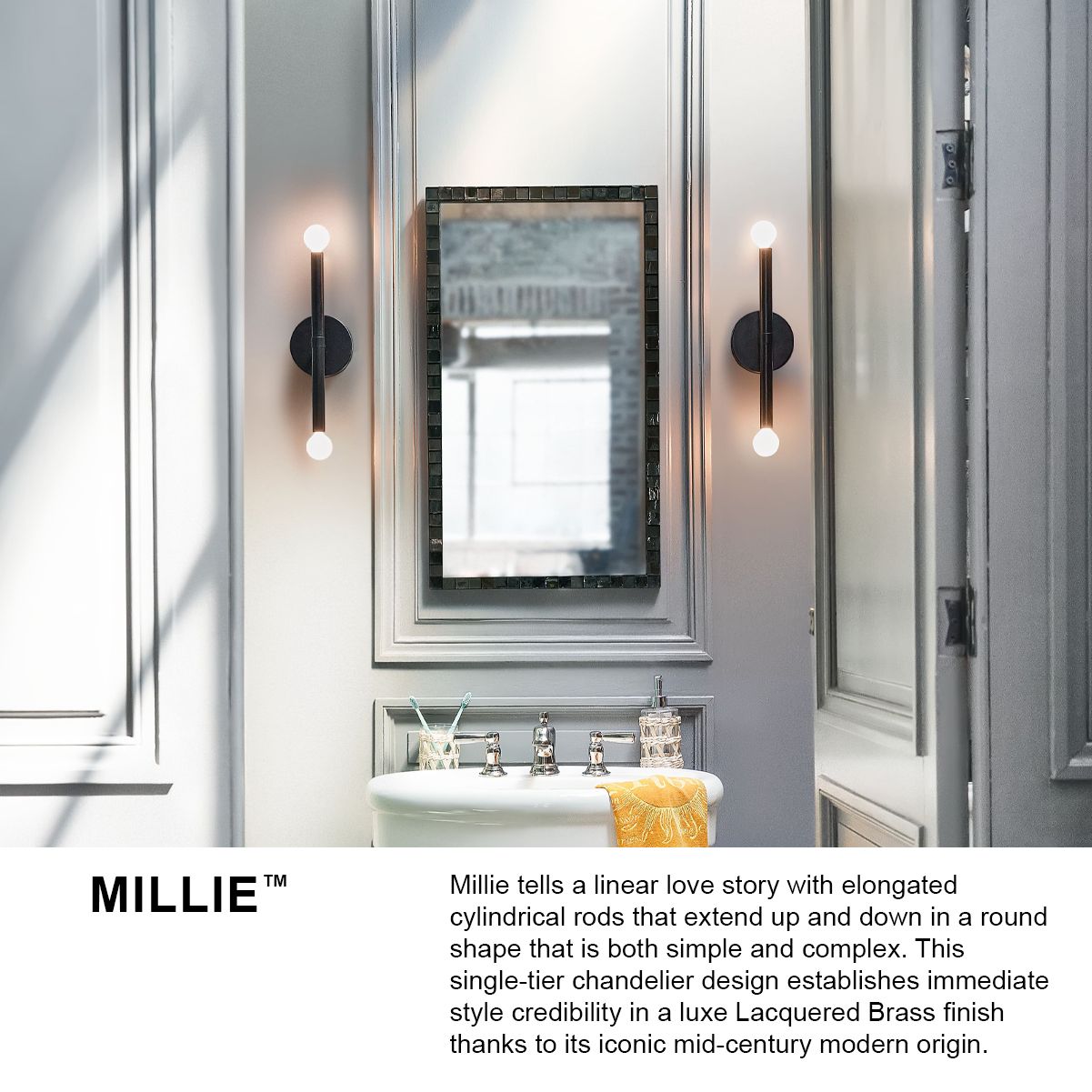 Lark Millie Interior Medium Two Light Tall Sconce 14" Black