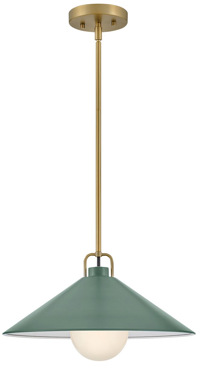 Image 2 Lark Milo Interior Large Pendant 16" Lacquered Brass/Sage Green