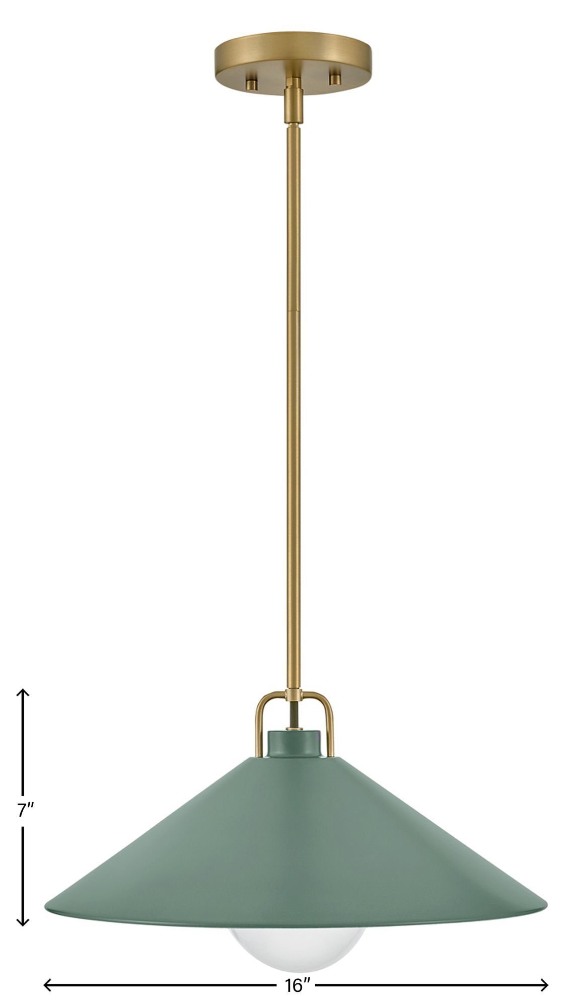 Lark Milo Interior Large Pendant 16" Lacquered Brass/Sage Green