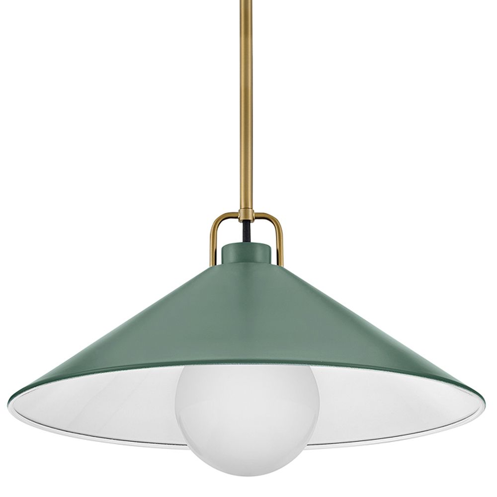 Image 7 Lark Milo Interior Large Pendant 16" Lacquered Brass/Sage Green more views