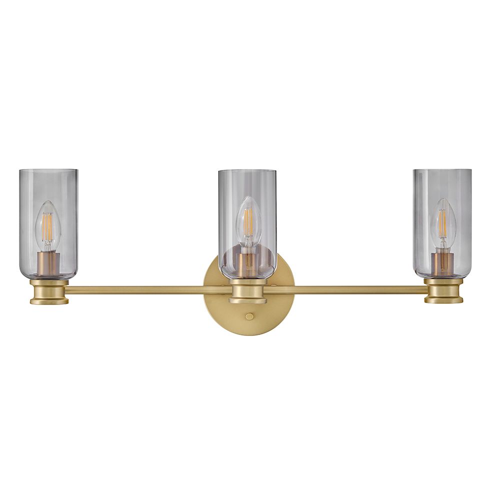 Image 2 Lark Naomi Bath Medium Three Light Vanity 24" Lacquered Brass/Smoke more views