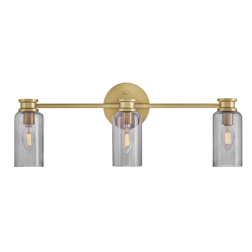 Image 7 Lark Naomi Bath Medium Three Light Vanity 24" Lacquered Brass/Smoke more views