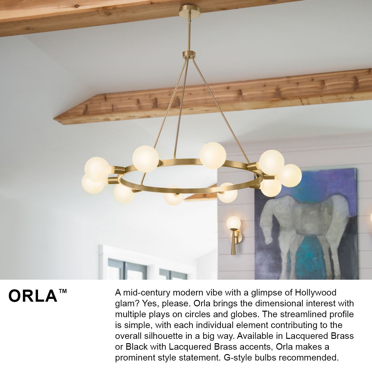 Lark Orla Medium Single Tier Chandelier 24" Lacquered Brass