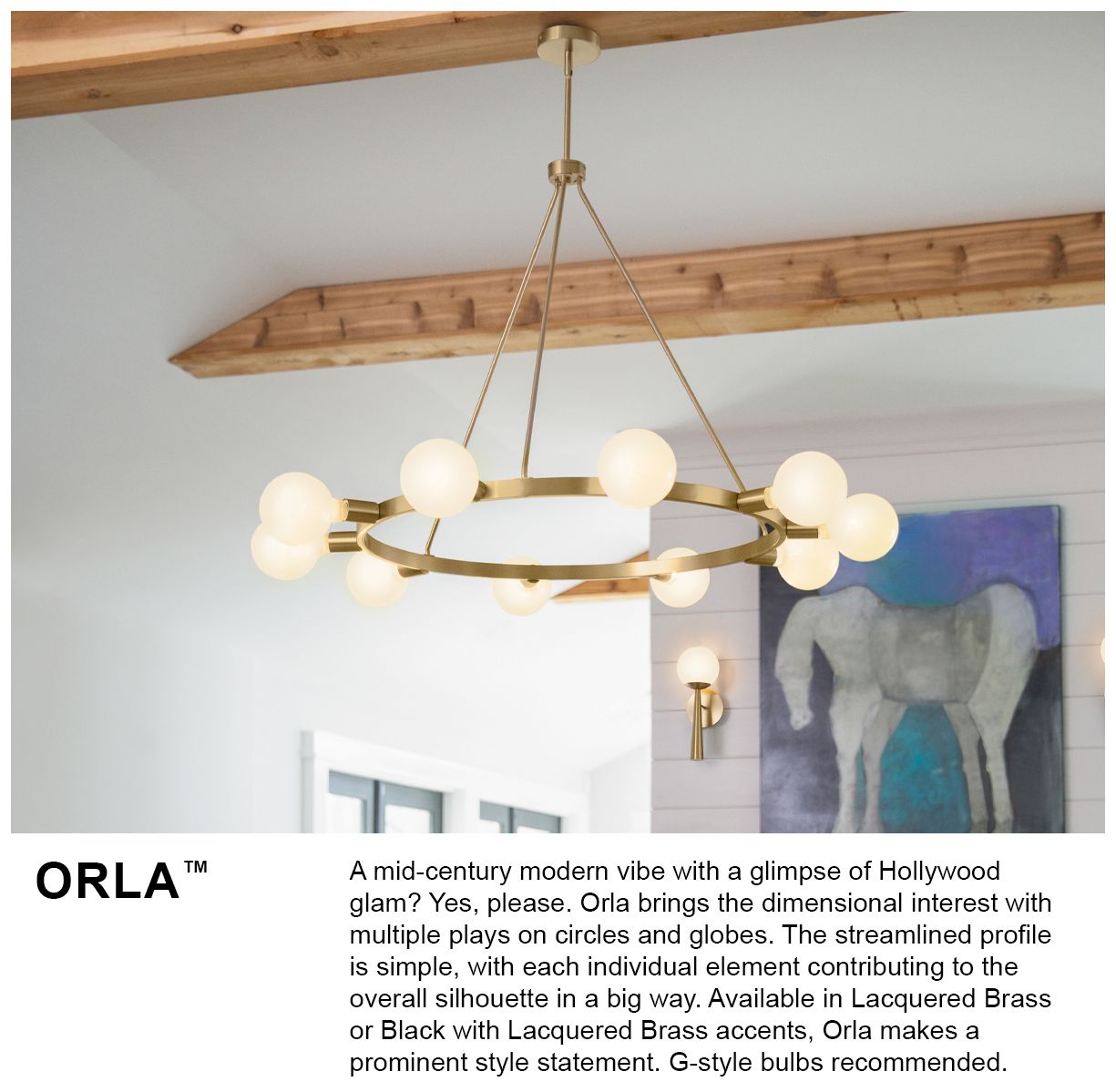 LARK ORLA Medium Single Tier Chandelier Lacquered Brass