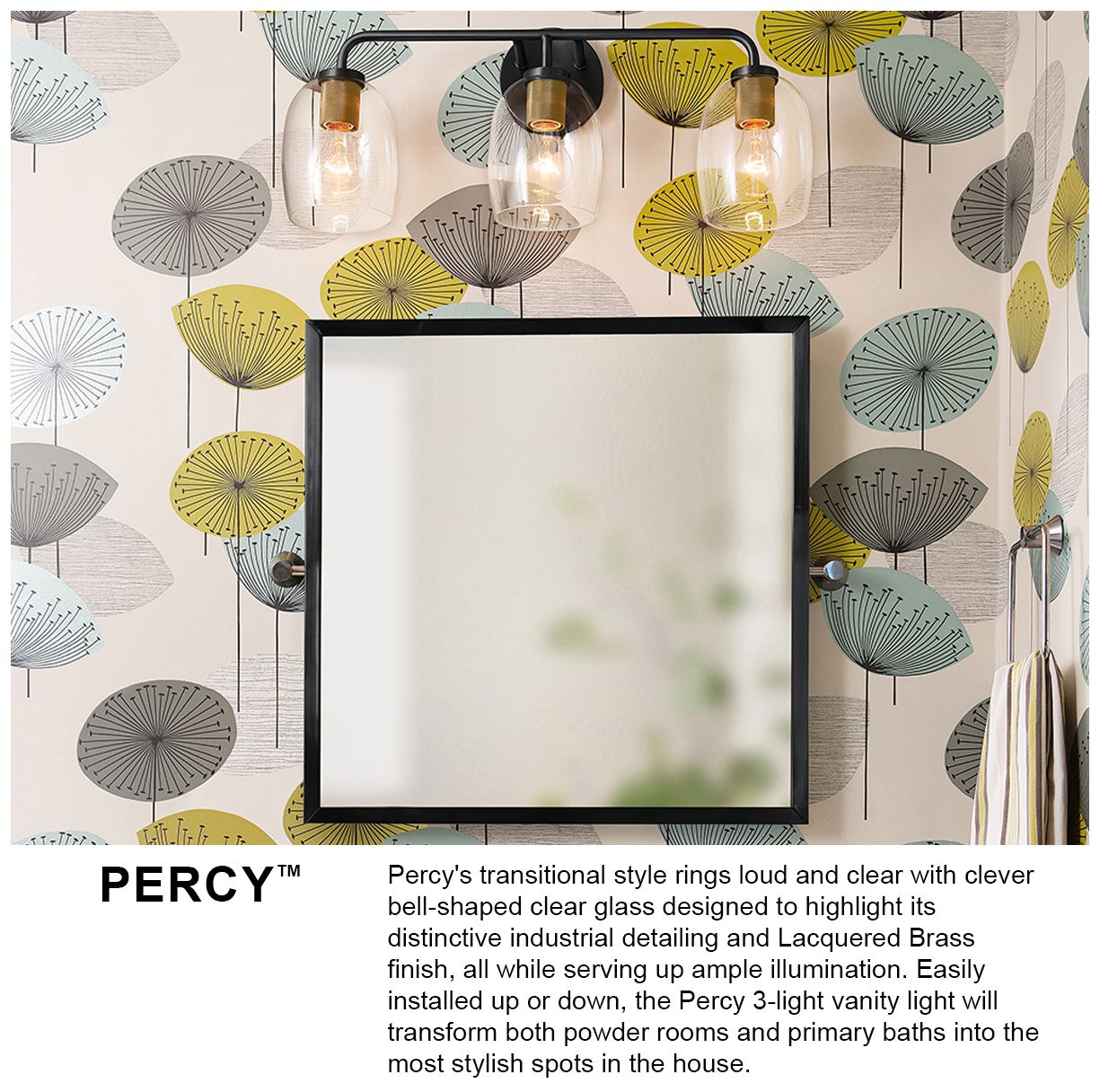 Lark-Percy Bath-Single Light Vanity-Black-Lacquered Brass