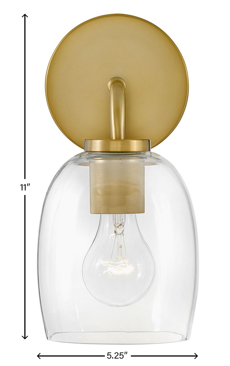 Image 7 Lark Percy Medium Single Light Vanity 11" Lacquered Brass more views