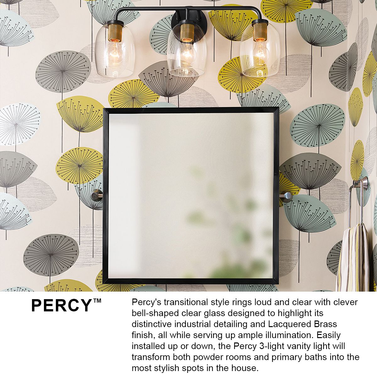 Lark Percy Medium Single Light Vanity 11" Lacquered Brass