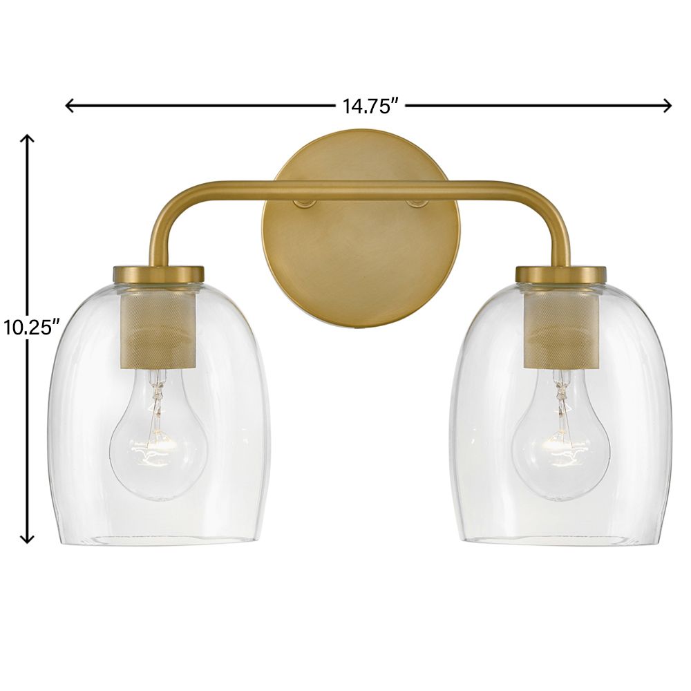 Lark Percy Small Two Light Vanity 14.75" Lacquered Brass