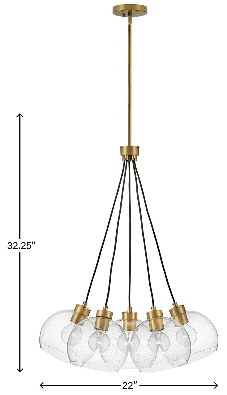 Lark Rumi Small Single Tier Chandelier 32.25" Lacquered Brass