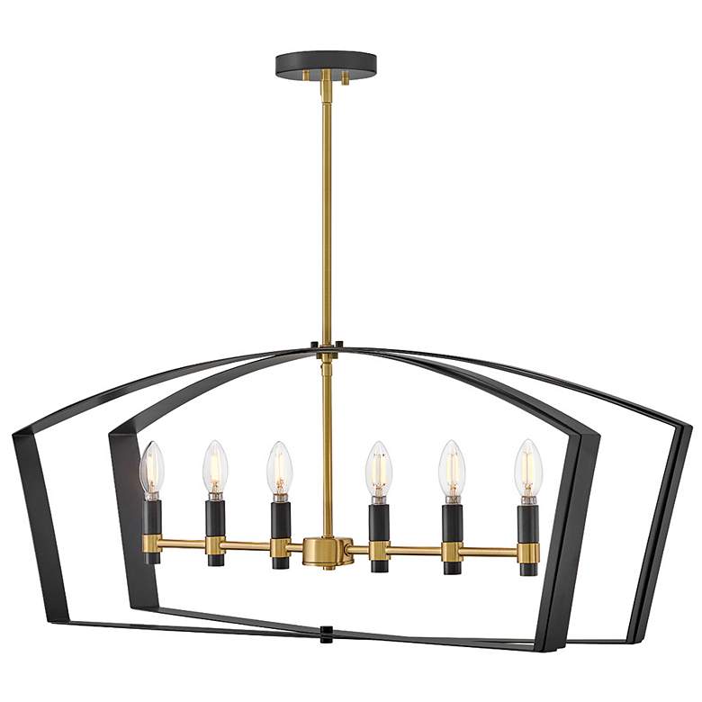 Image 1 Lark Sammi Interior Large Six Light Linear Chandelier 40" Black